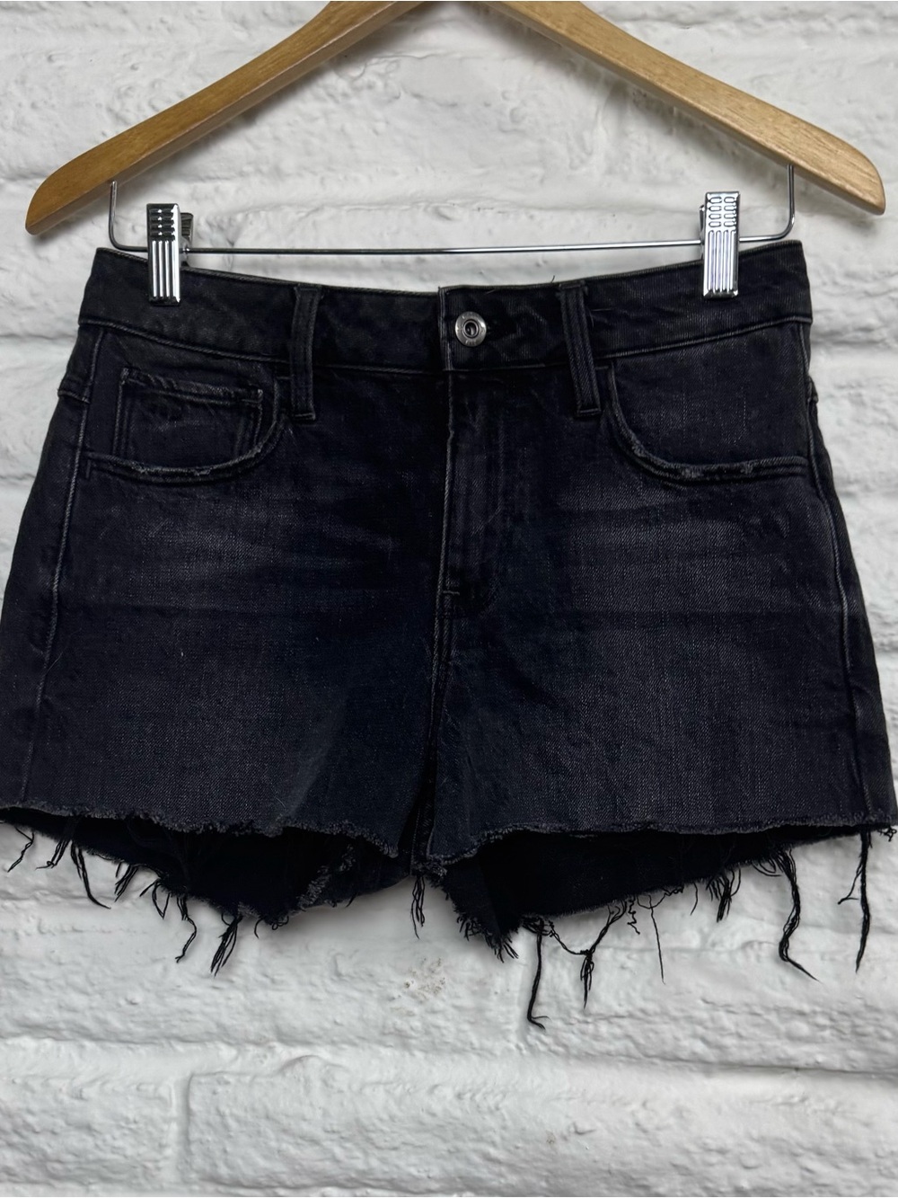 G-Star Black Frayed Hem Denim Short Shorts